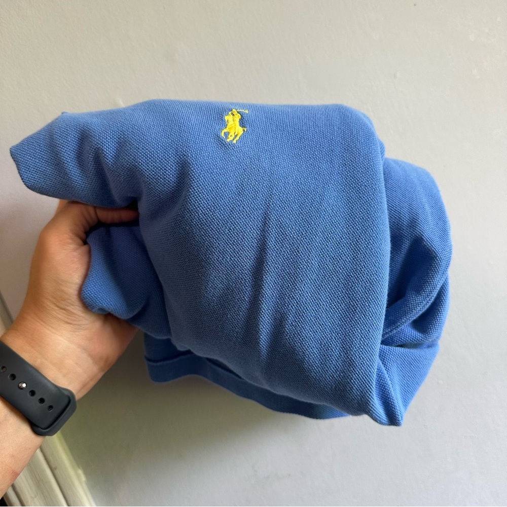 Polo Ralph Lauren Mens Custom Fit Polo Shirt sz XL Blue Yellow Pony Preppy EUC - Picture 4 of 8